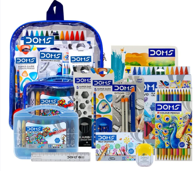DOMS Smart Kit Combo Pack – শিশুদের Painting, Drawing, Sketching & Learning Complete Art Set with Premium Bag | Qryptora
