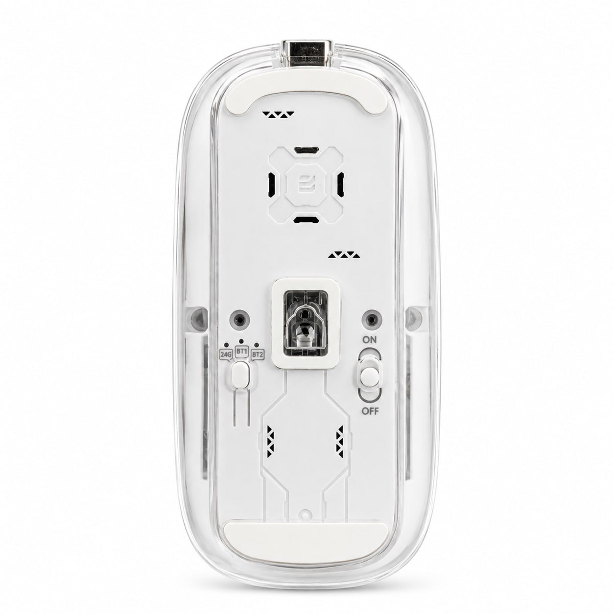 Transparent Tri-Mode Wireless Mouse – Type-C Rechargeable, Dual Bluetooth & 2.4G - Image 3