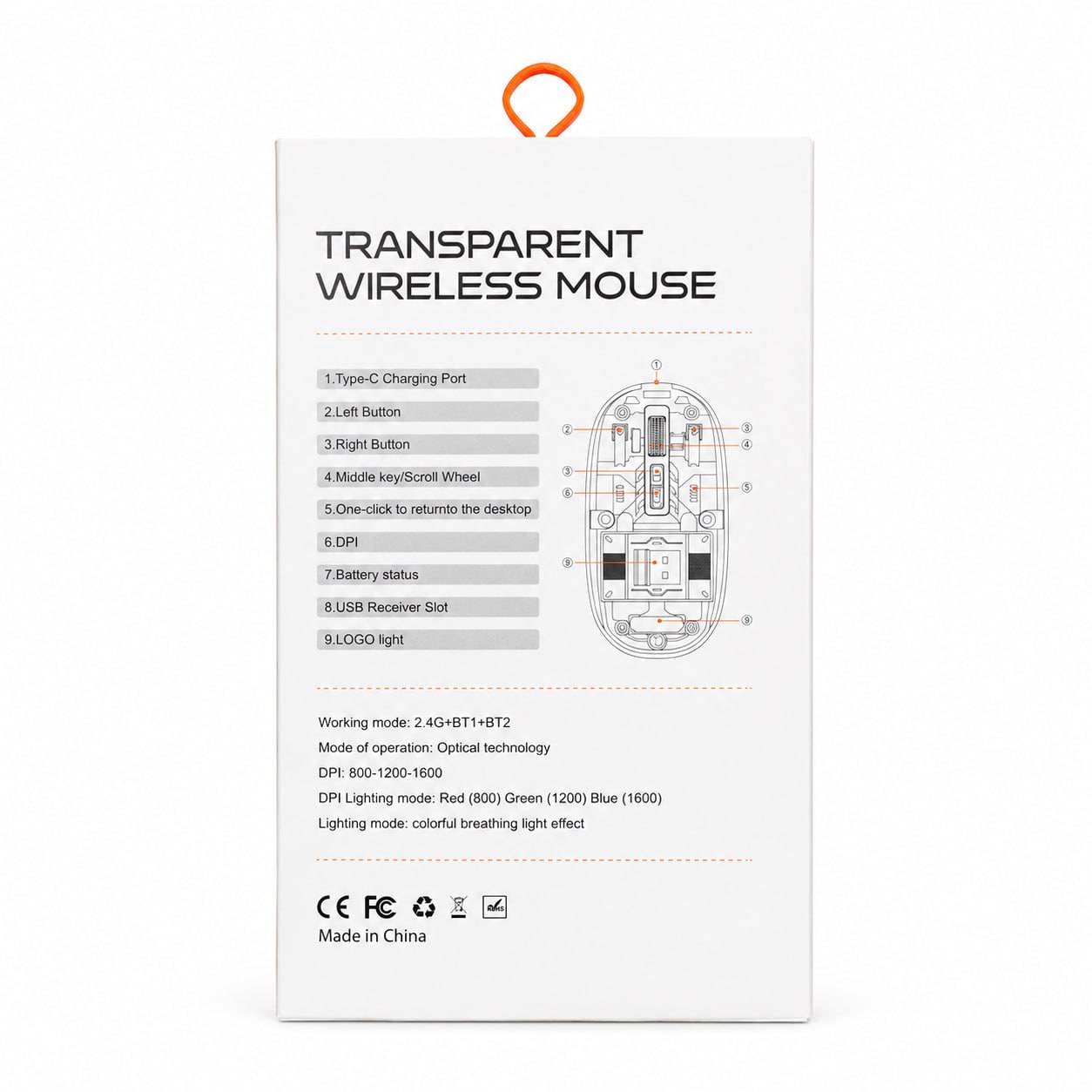 Transparent Tri-Mode Wireless Mouse – Type-C Rechargeable, Dual Bluetooth & 2.4G - Image 5