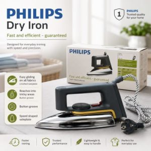 Philips HD1172 Dry Iron 1000W – Non-Stick Soleplate Electric Iron