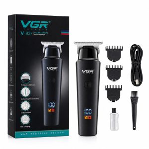 VGR V-937 Professional Cordless Hair & Beard Trimmer with LCD Display – Black