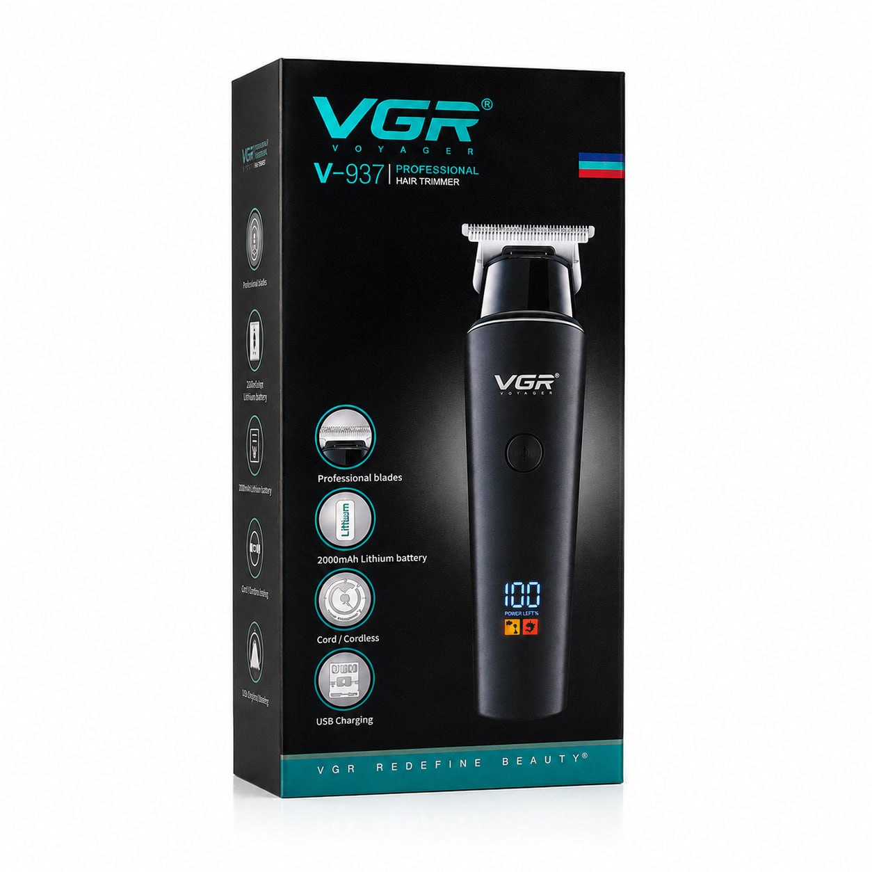 VGR V-937 Professional Cordless Hair & Beard Trimmer with LCD Display – Black - Image 4