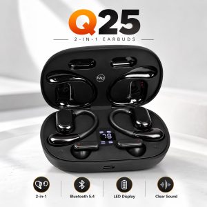 Q25 2-in-1 Couple Wireless Earbuds with Soft Ear Hooks & LED Display